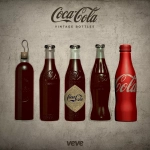 Coca-Cola Vintage Bottles Digital Collectible – klassische Coca-Cola-Flaschen, die ikonische Design-Evolution der Marke feiern