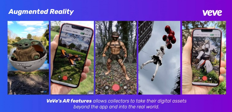Ansicht von AR Augmented Reality Features in VeVe