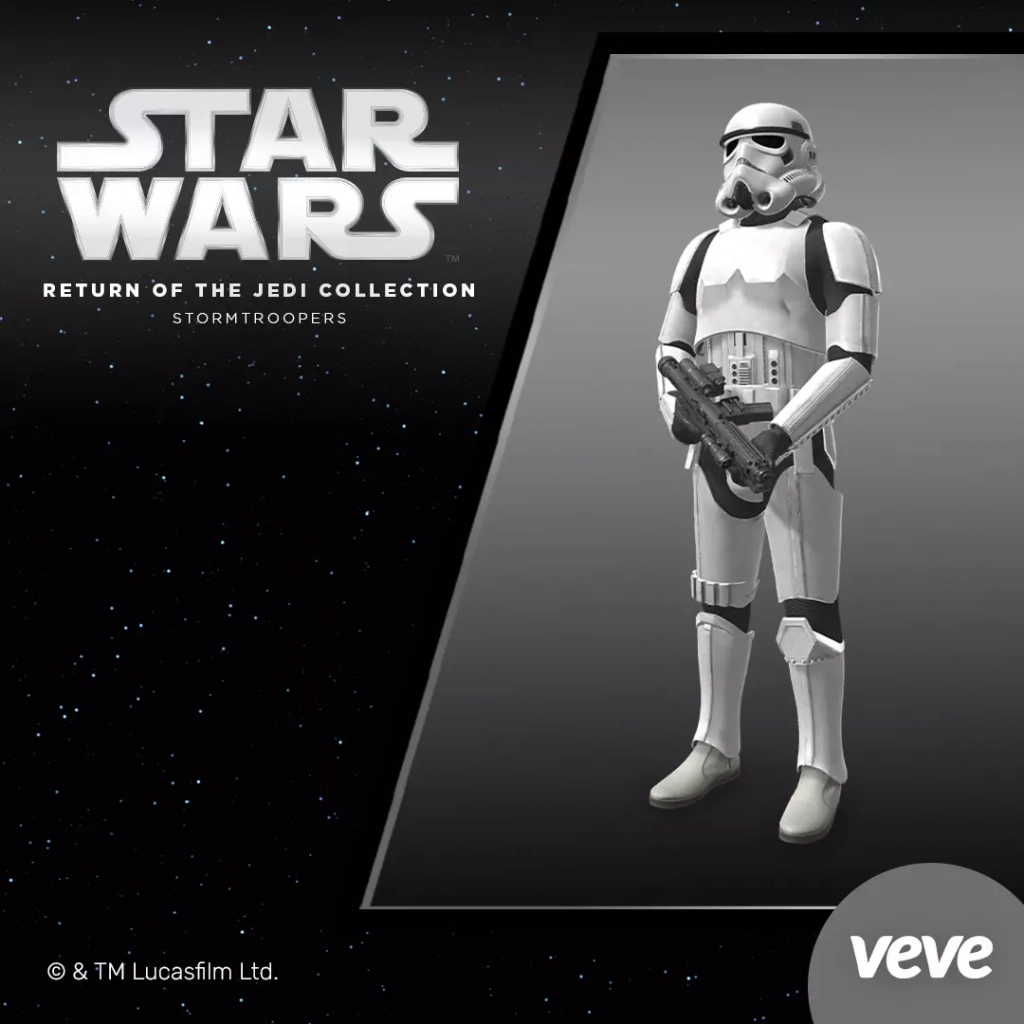 Stormtrooper – offizielles VeVe Star Wars 3D Digital Collectible NFT, imperiale Schocktruppen in weißer Rüstung mit Blastergewehren