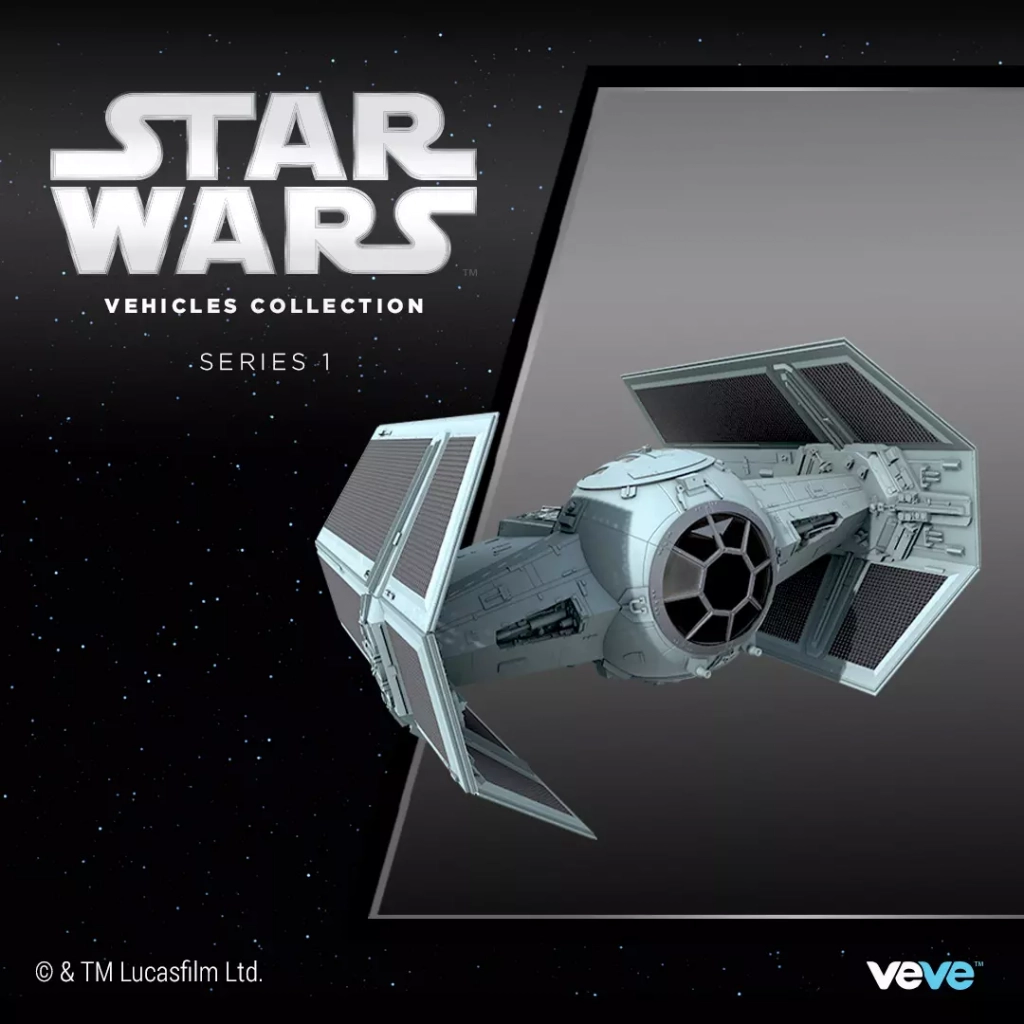 Darth Vader TIE Advanced x1 Fighter – offizielles VeVe Star Wars 3D Digital Collectible NFT in Originalgröße, einzigartiges Sith-Raumschiff