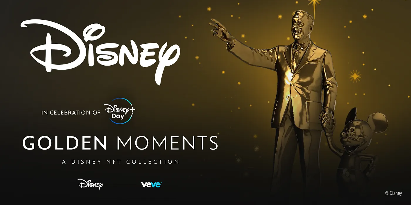VeVe Disney Golden Moments Collectibles – offizielles Banner in gold & schwarz