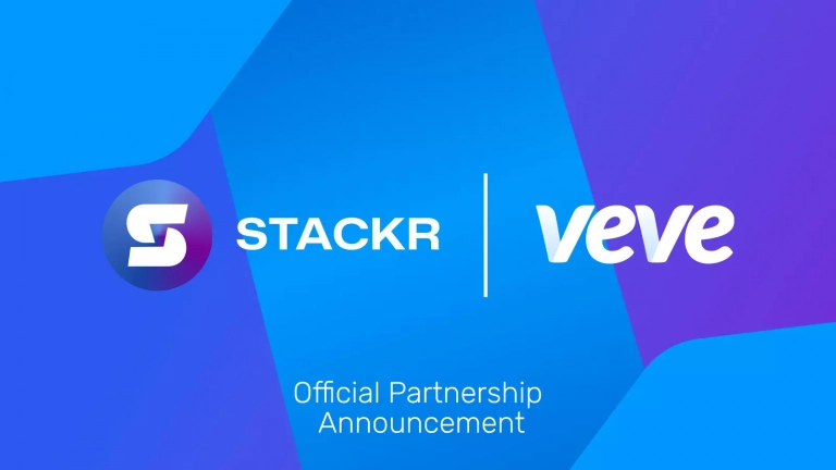 VeVe & StackR – offizielles Banner in Blau