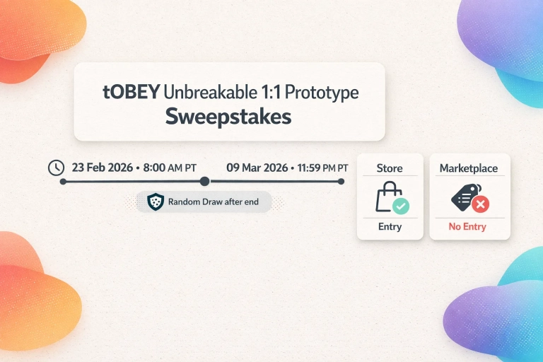 Hero-Infografik zum VeVe „Unbreakable“ Sweepstakes mit Timeline 23. Feb–9. März 2026 sowie Store=Entry vs. Marketplace=kein Entry.