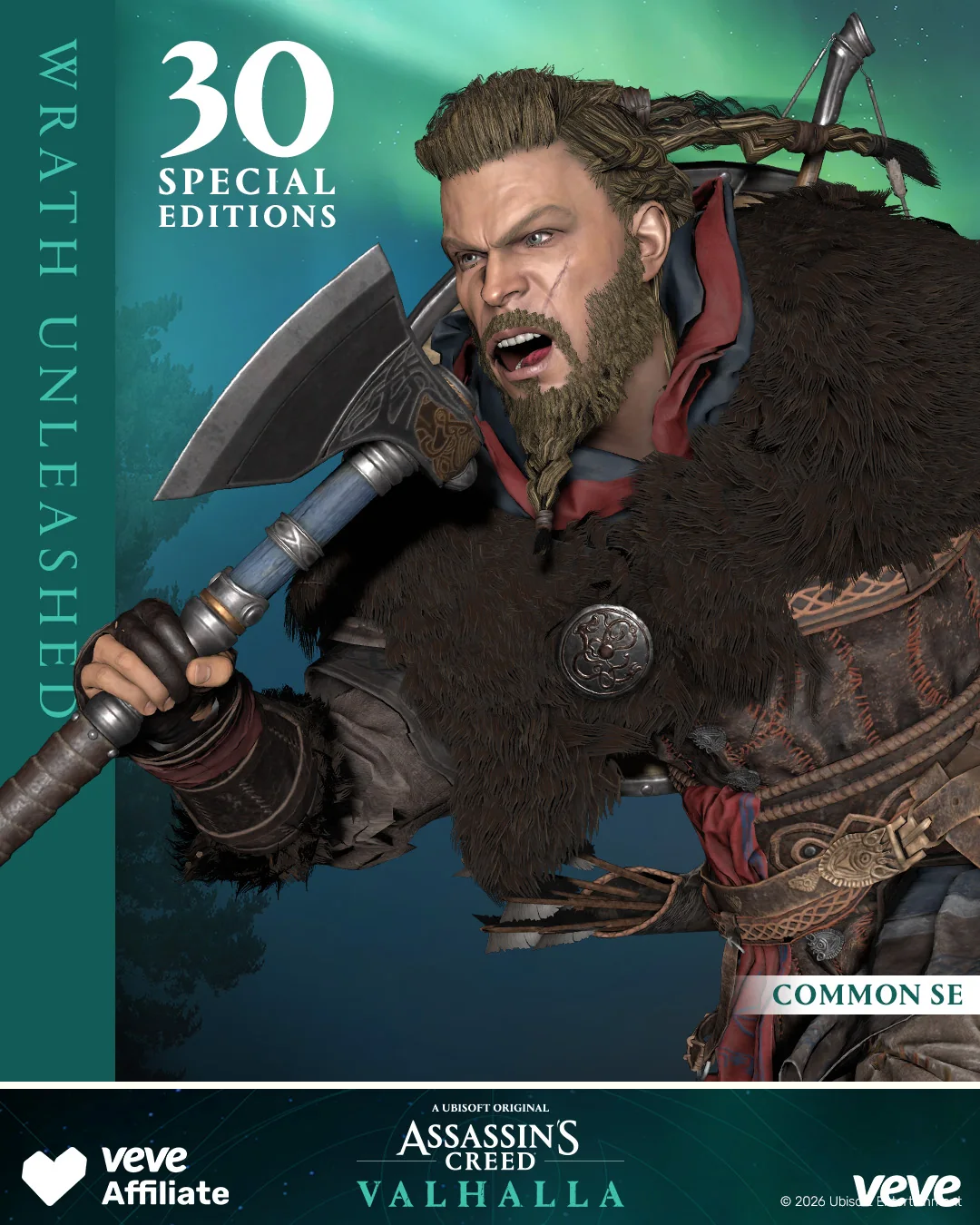 VeVe Assassin’s Creed – Valhalla Motivkarte 'Wrath Unleashed' mit Hinweis '30 Special Editions' und Raritätslabel Common SE.