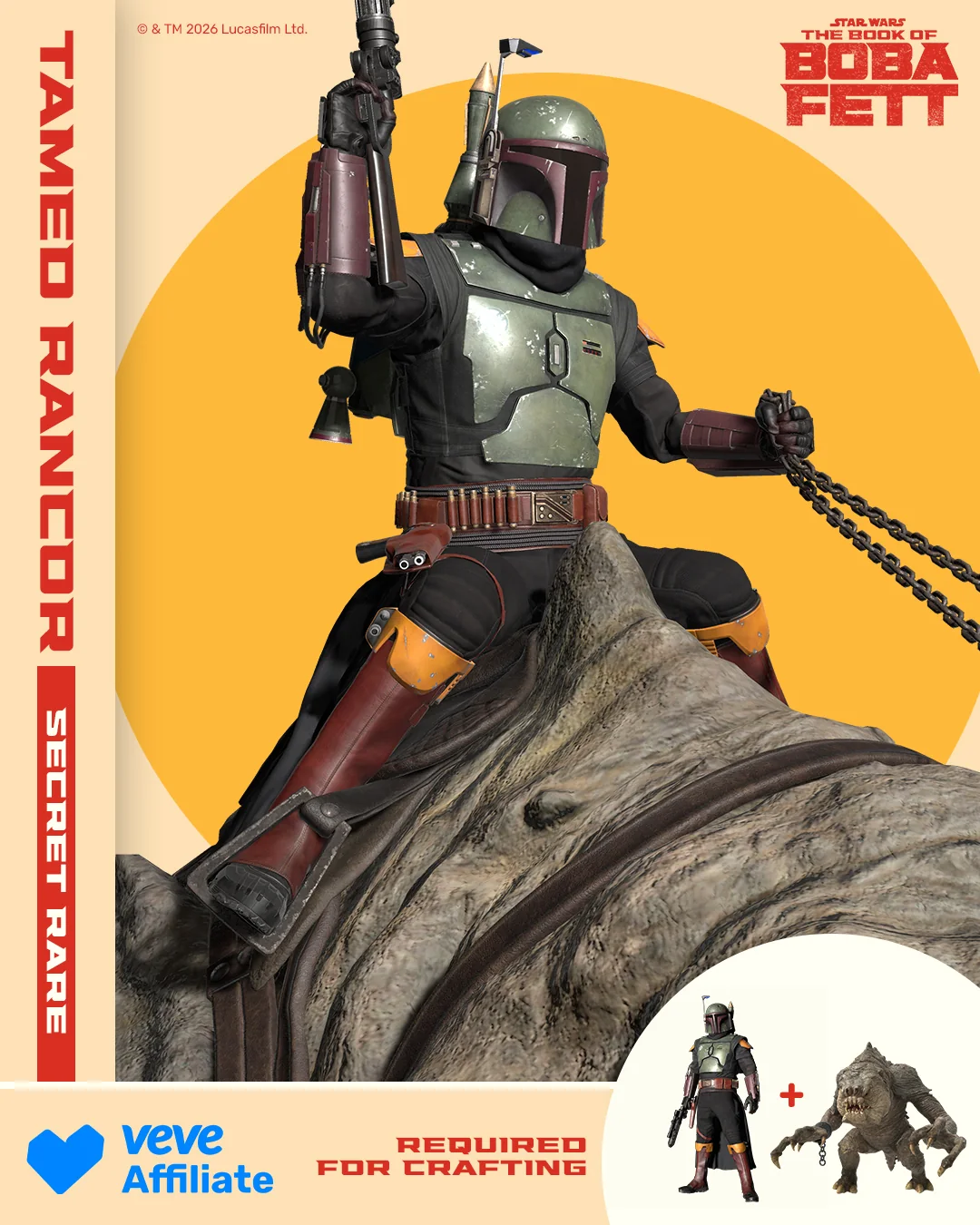 VeVe Digital Collectible „Tamed Rancor“ aus Boba Fett Series 2: Boba Fett als mounted daimyo auf einem Rancor, zentrales Highlight-Motiv.