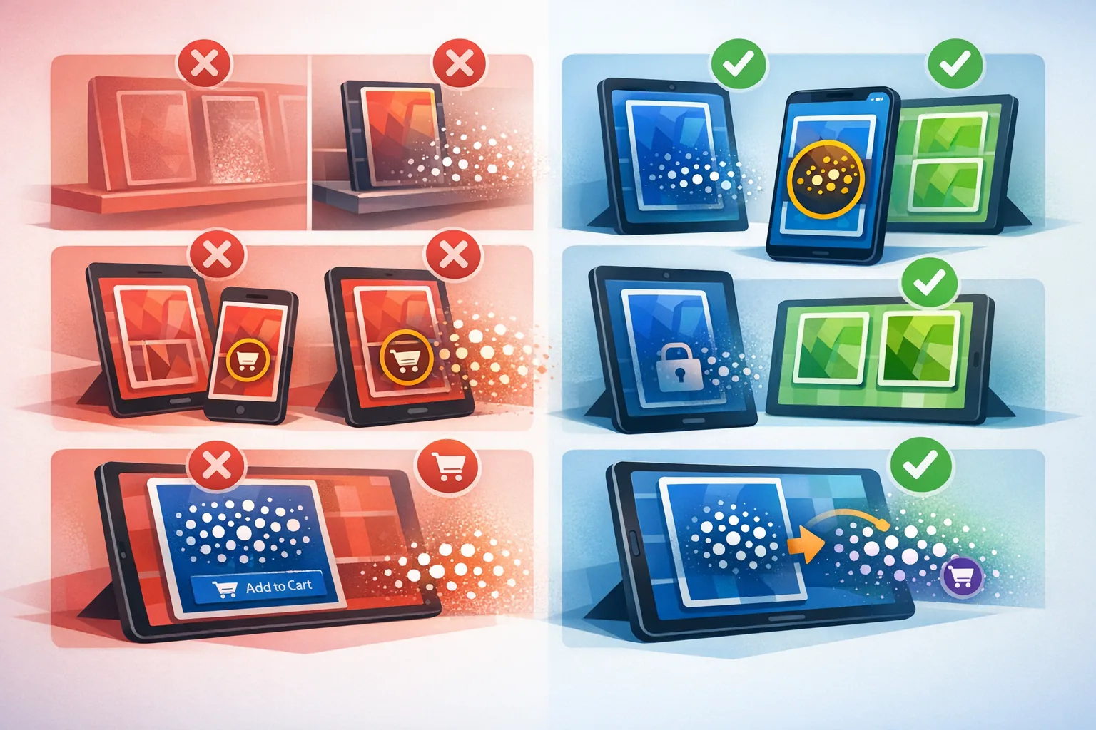 Mythos-gegen-Fakt-Grafik zu Burn, Delisting, Store-Nachkauf und Final Supply mit blauer Store-App und grüner Reader-App.