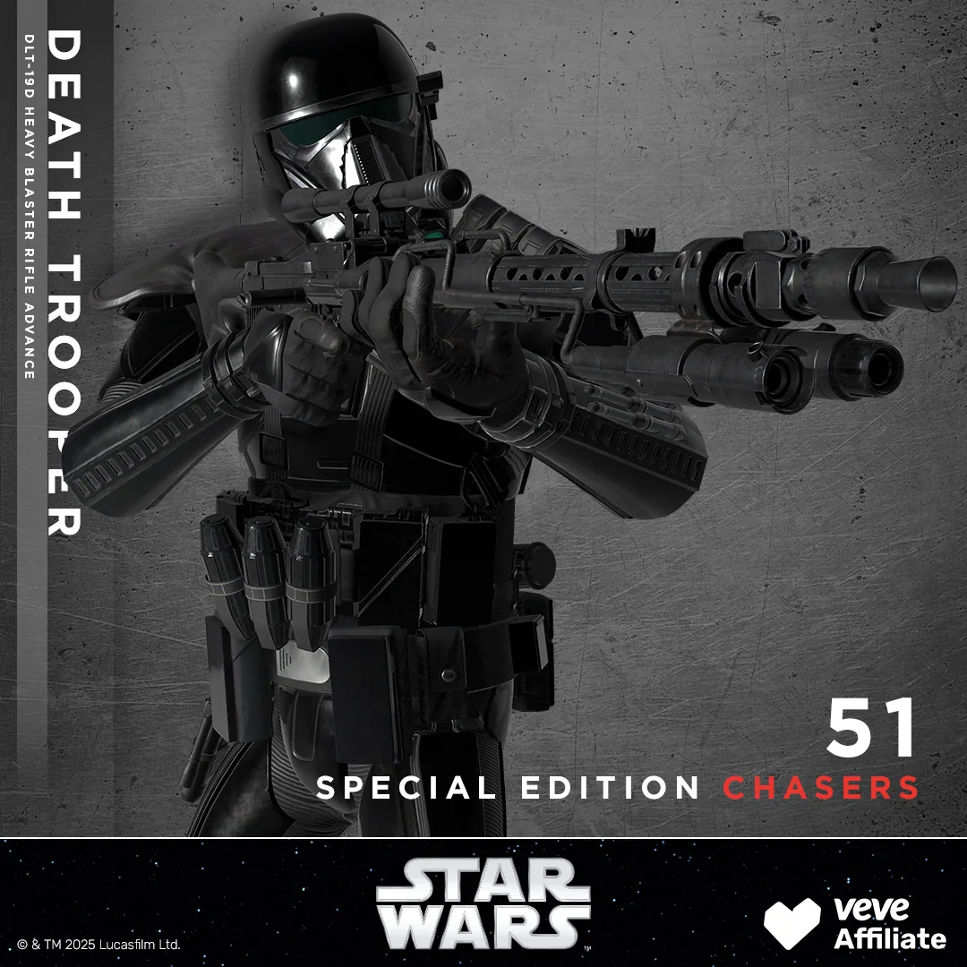Death Trooper in Pose mit DLT-19D Heavy Blaster Rifle Advance; im Motiv steht Special Edition und es ist ein Chasers-Overlay zu sehen.