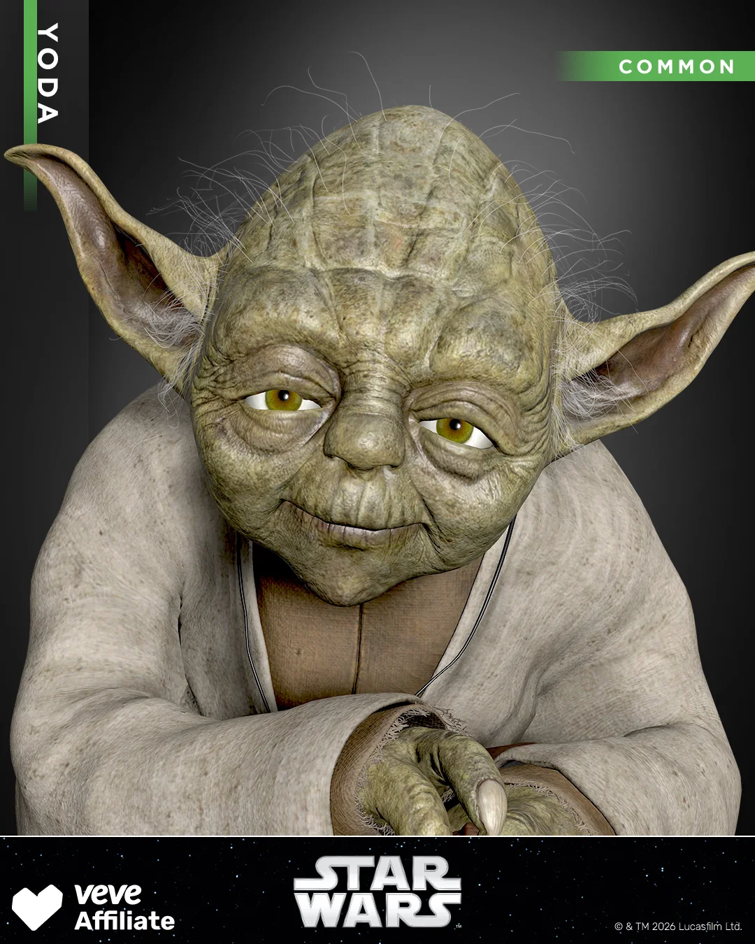 VeVe Star Wars Yoda Collectible in der Common Variante mit Porträt des Jedi-Meisters
