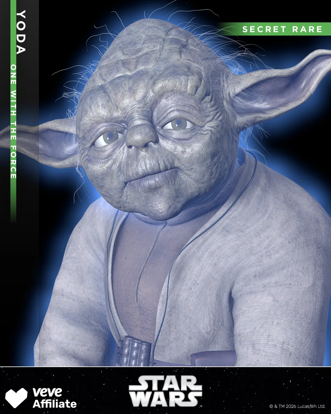 VeVe Star Wars Yoda One With The Force Collectible in der Secret Rare Variante mit blauem Leuchten