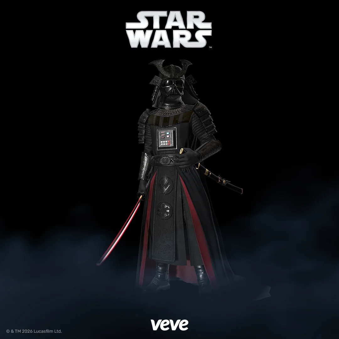 Darth Vader Samurai als Star Wars Digital Collectible auf VeVe mit Katana und Edo-inspirierter Rüstung.