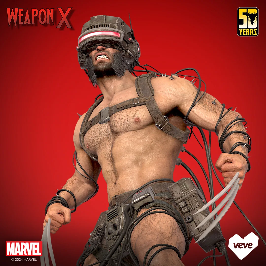 Marvel Wolverine Weapon X als VeVe Collectible mit Helm, Kabeln und ausgefahrenen Adamantium-Krallen