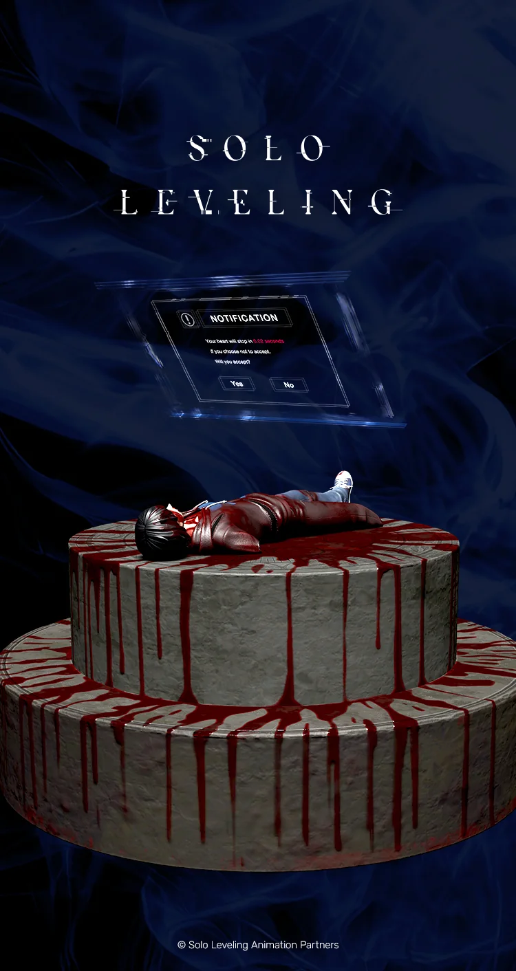 Solo Leveling Altar Becoming a Player auf VeVe mit Sung Jinwoo auf dem Altar und schwebender Notification