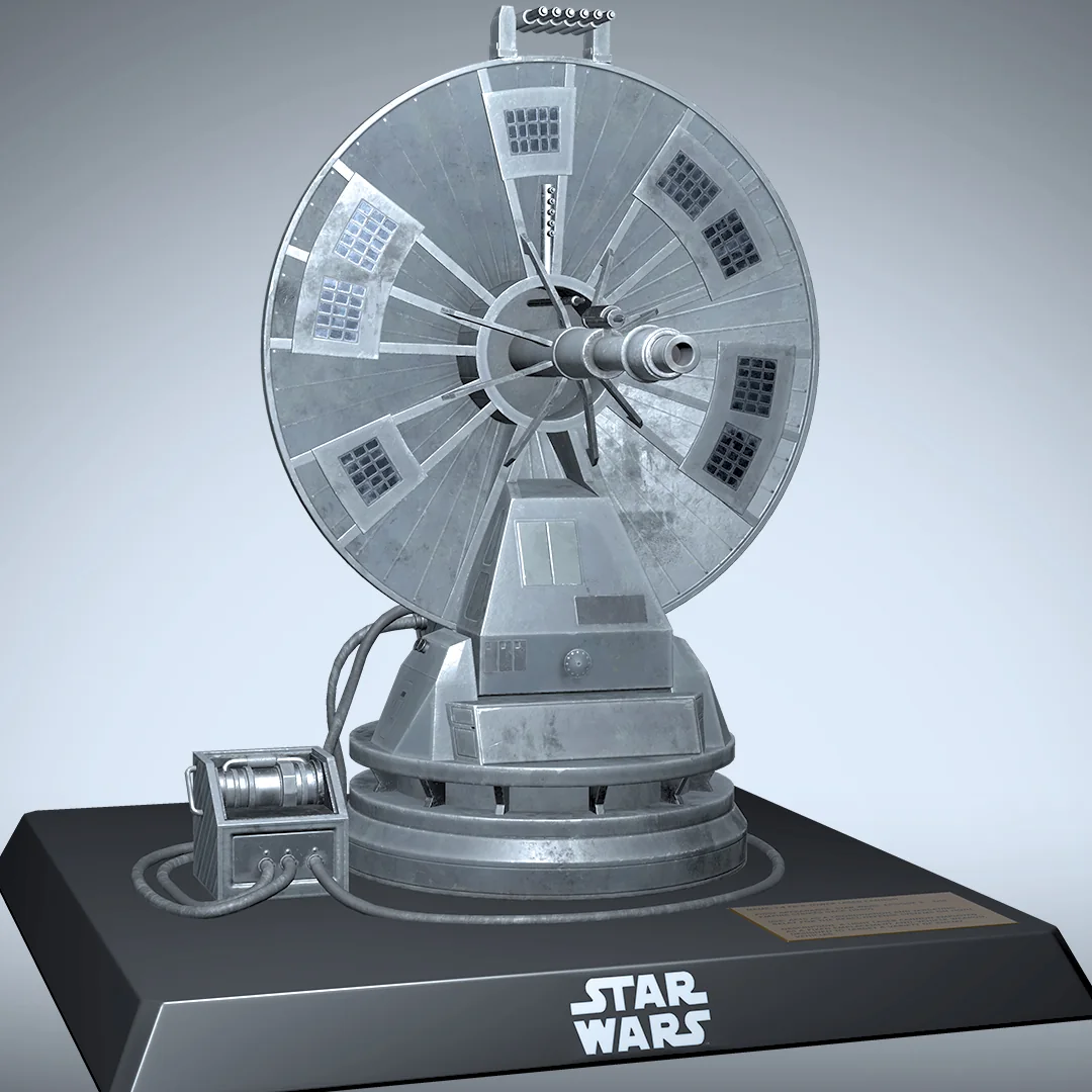 VeVe Star Wars FDP Tower als technisches Hoth-Collectible mit runder Antennenstruktur auf Sockel.