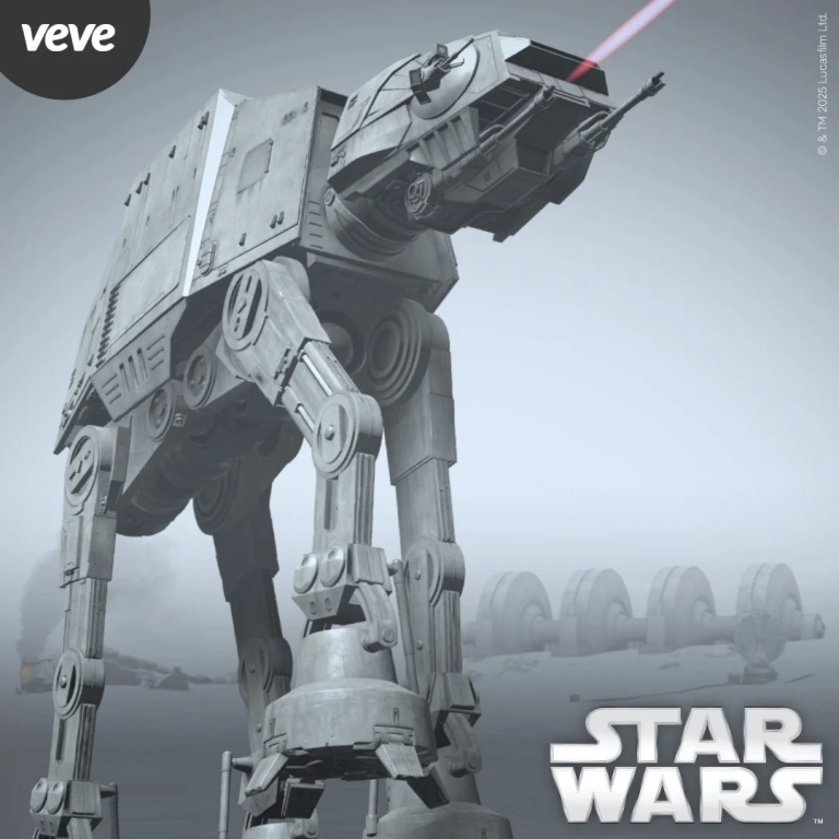 VeVe Star Wars AT-AT Collectible als imposanter Walker auf Hoth mit Star-Wars-Logo