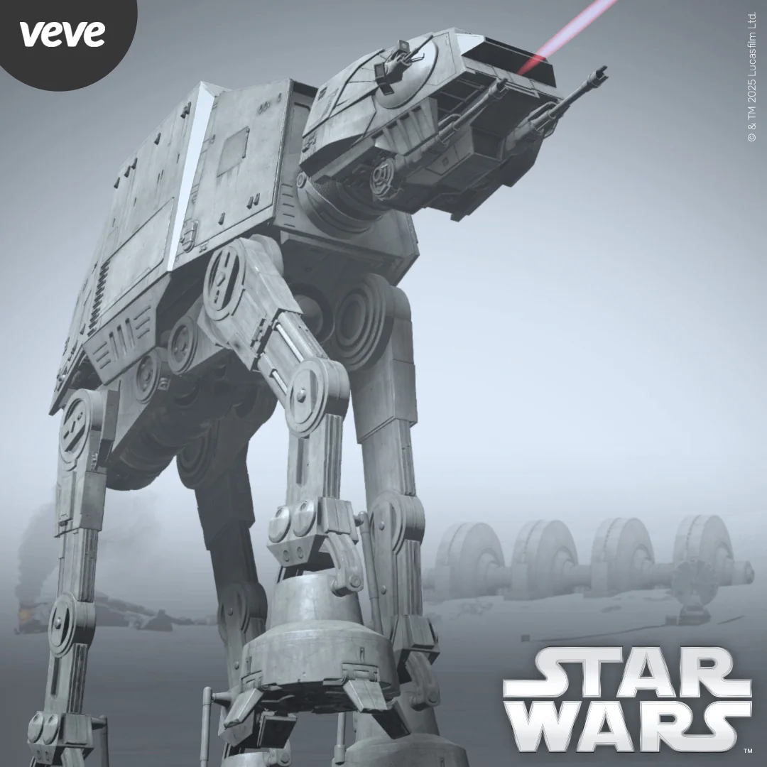 VeVe Star Wars AT-AT Collectible als imposanter Walker auf Hoth mit Star-Wars-Logo