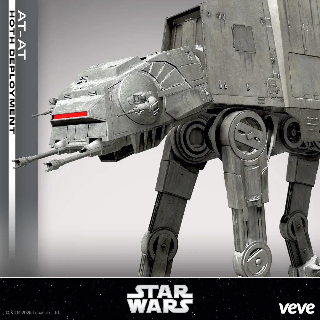 VeVe Star Wars AT-AT Hoth Deployment Collectible in Detailansicht mit Kopf und Seitenpanzerung