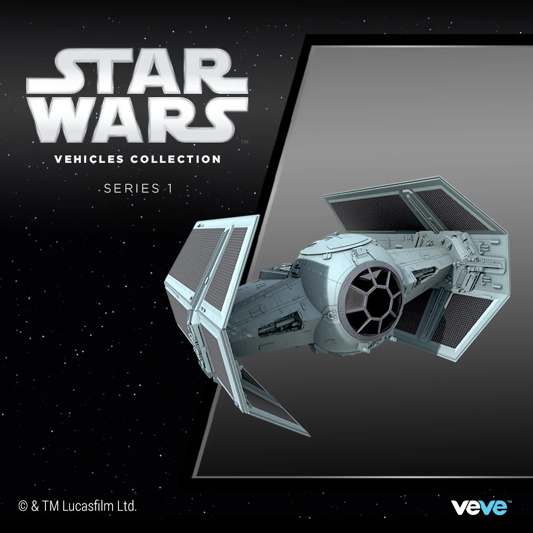 Darth Vader’s dark TIE Advanced fighter with distinctive angled wings.