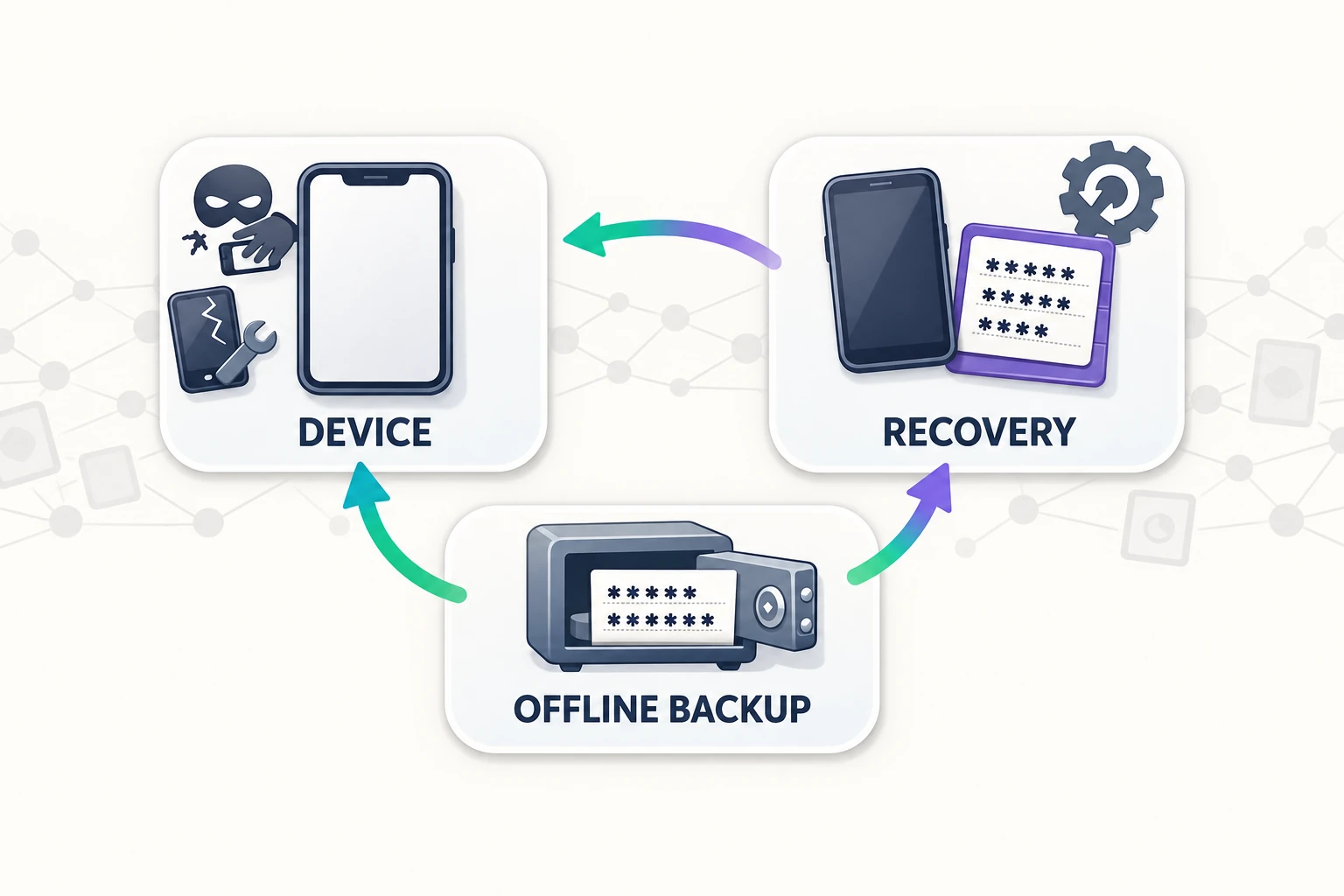 Gerätezugang, Account-Wiederherstellung und ein privates Offline-Backup gemeinsam planen.